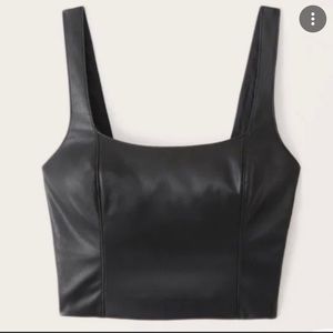 Abercrombie & Fitch Black leather crop top
